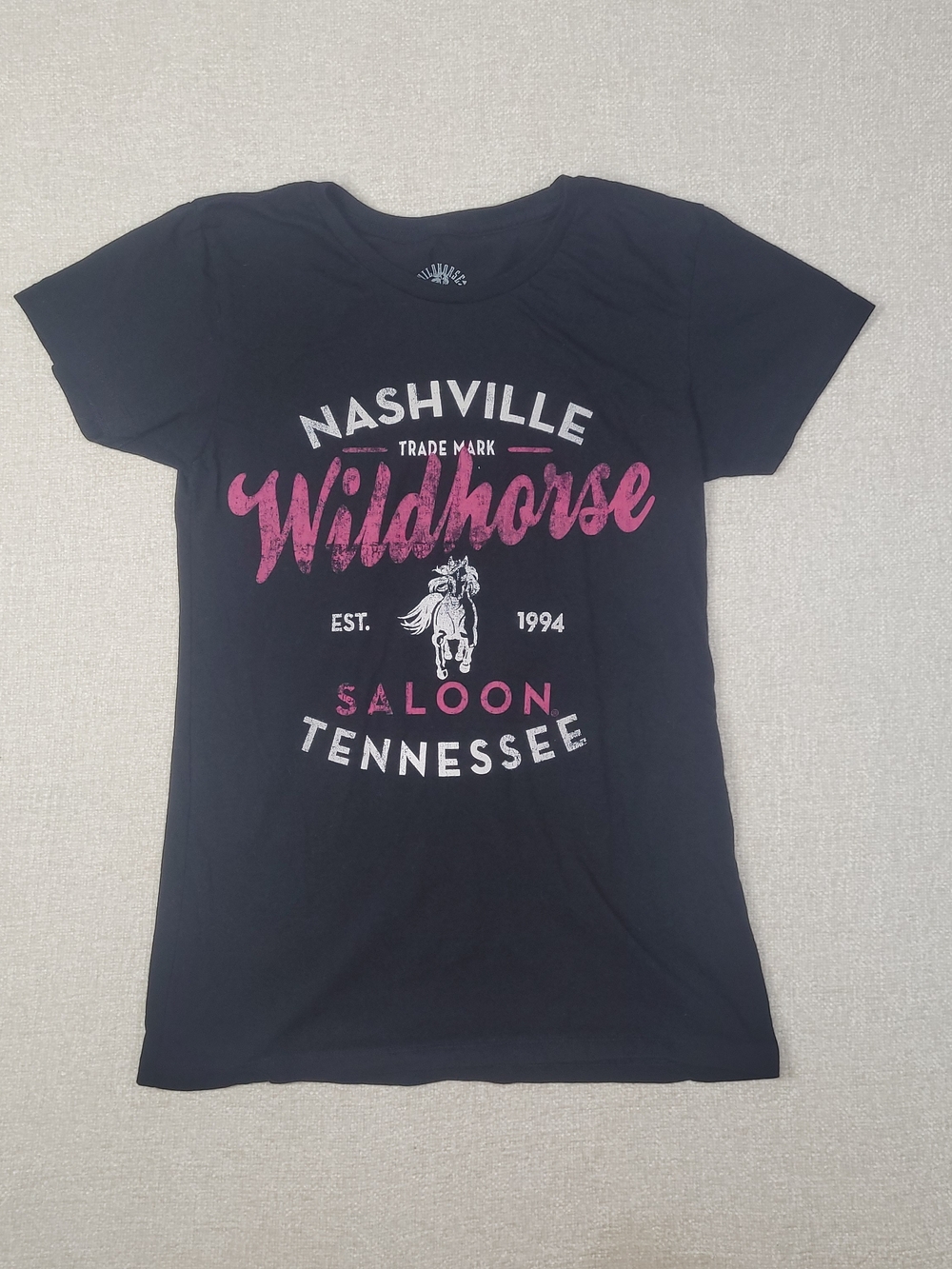 Nashville Wildhorse Saloon Graphic Tee - Black with Pink & White Print